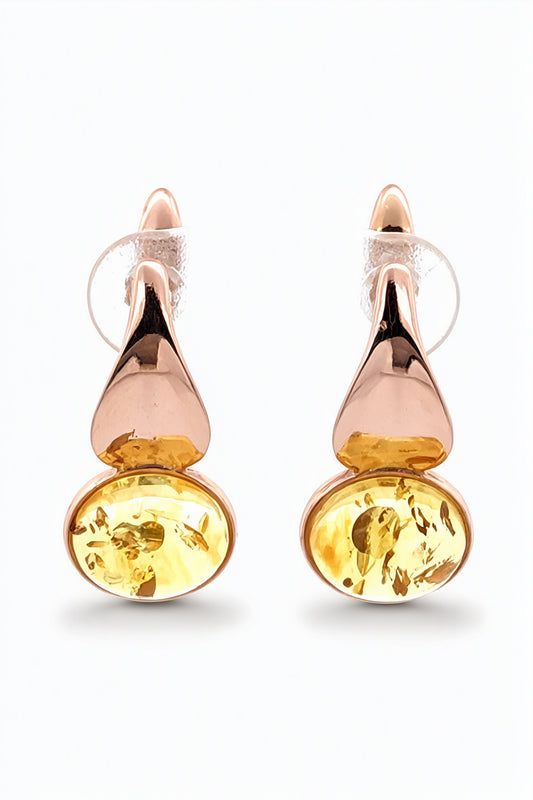 Oval Lemon Amber Silver Earrings — DARVIN (Pre-Order)