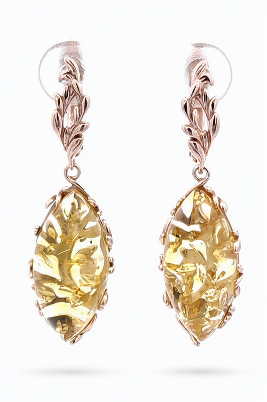 Marquise Lemon Amber Silver Earrings — DARVIN (Pre-Order)
