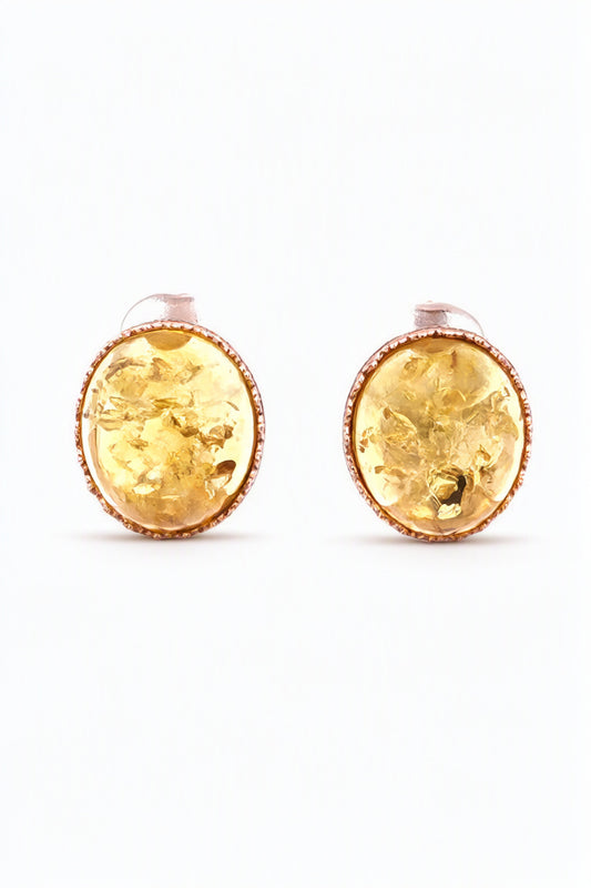 Oval Lemon Amber Silver Earrings — DARVIN (Pre-Order)