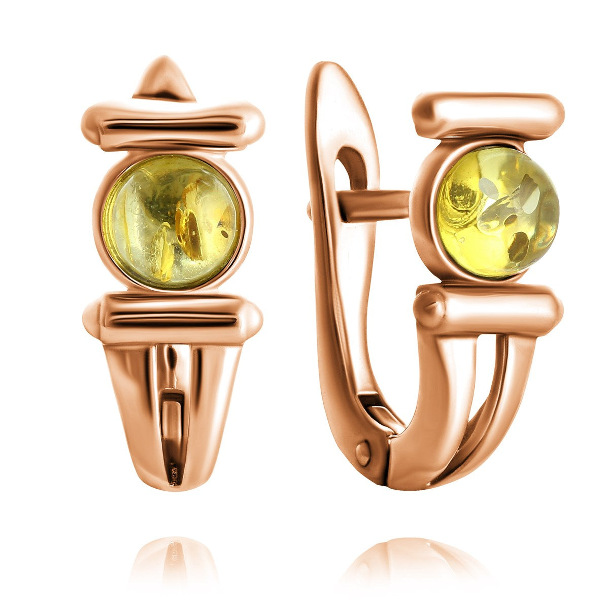 Round Lemon Amber Silver Earrings — DARVIN (Pre-Order)