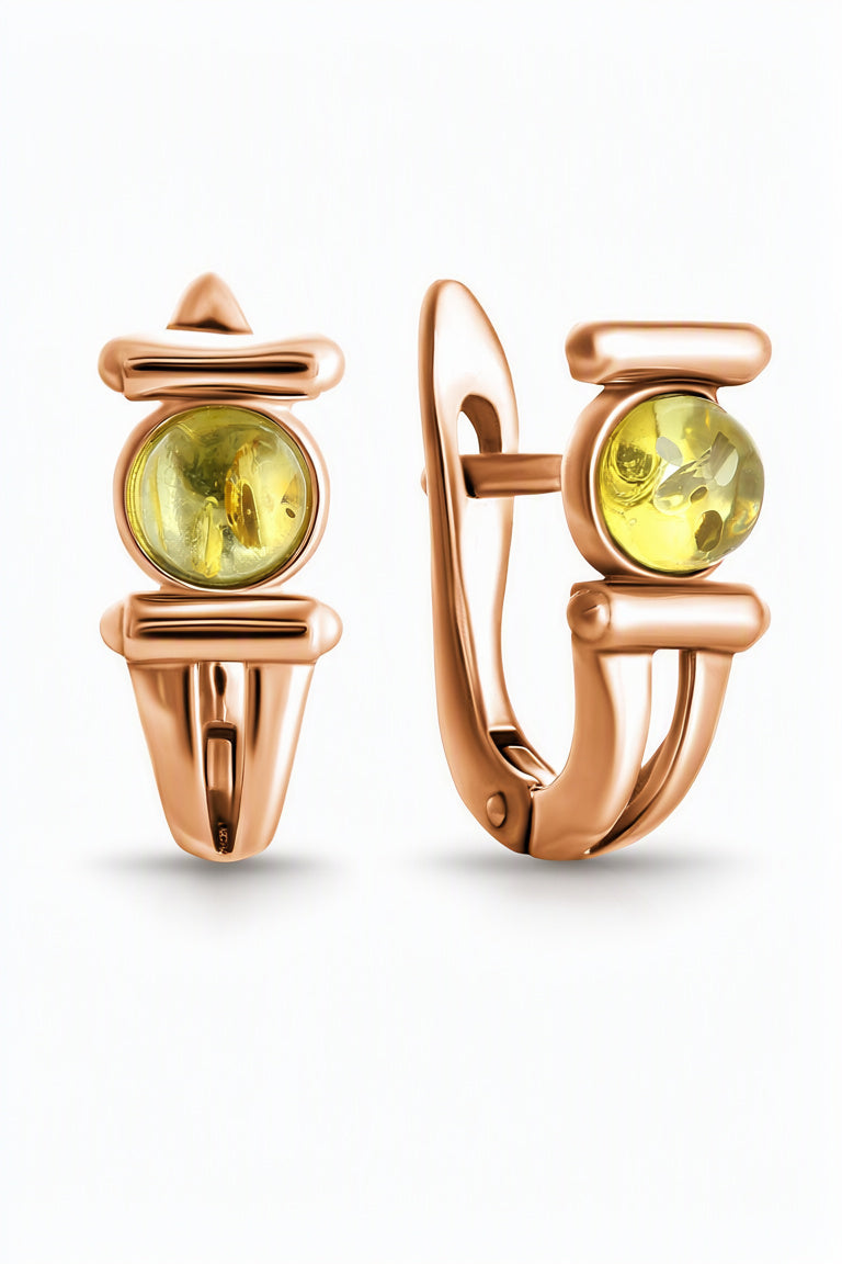 Round Lemon Amber Silver Earrings — DARVIN (Pre-Order)