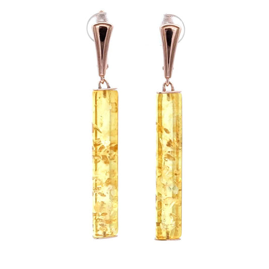 Lemon Amber Silver Earrings — DARVIN