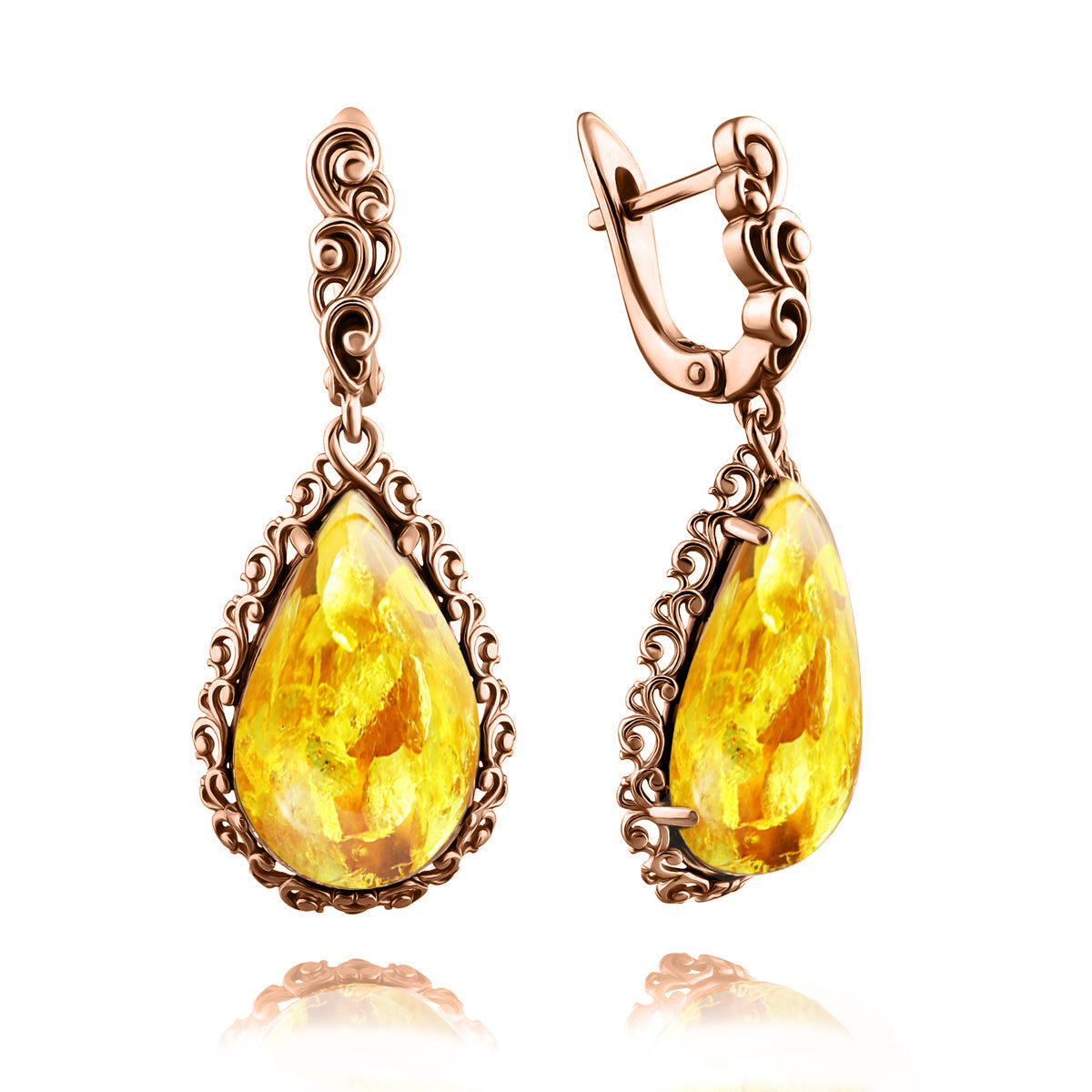 Teardrop Lemon Amber Silver Earrings — DARVIN (Pre-Order)