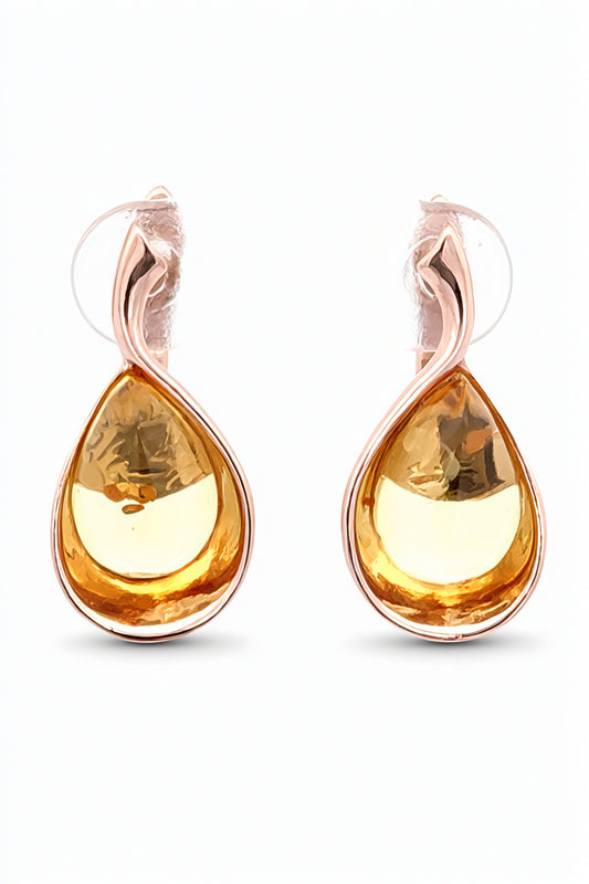Teardrop Lemon Amber Silver Earrings — DARVIN (Pre-Order)