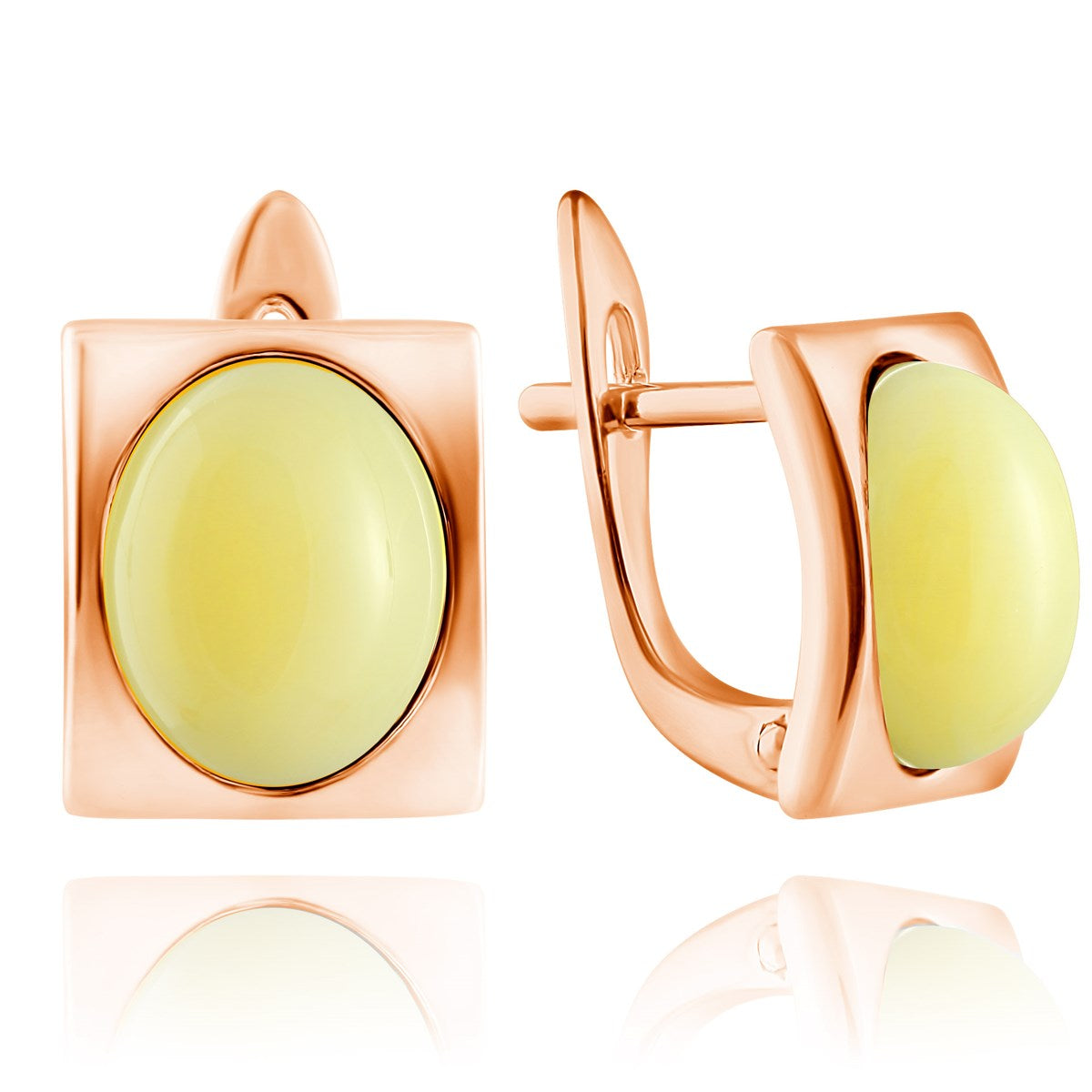 Oval White Amber Silver Earrings — DARVIN (Pre-Order)