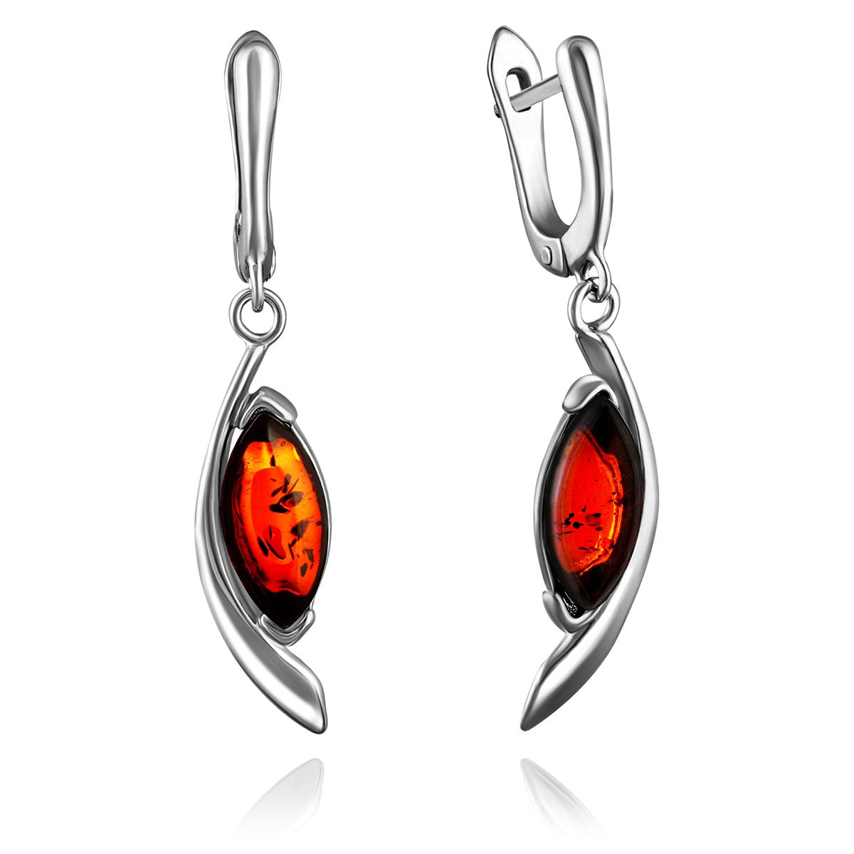 Marquise Cognac Amber Silver Earrings — DARVIN (Pre-Order)