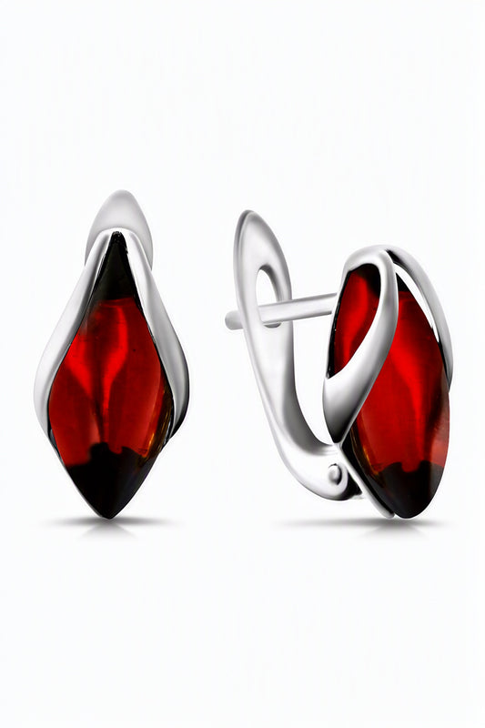 Marquise Cognac Amber Silver Earrings — DARVIN (Pre-Order)
