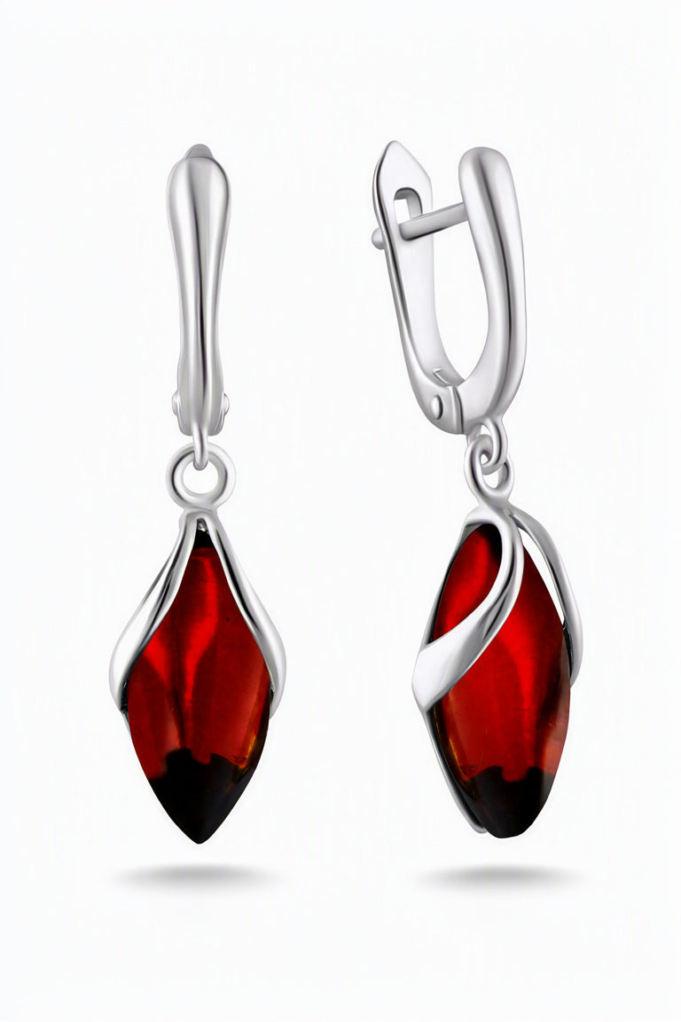 Marquise Cognac Amber Silver Earrings — DARVIN (Pre-Order)