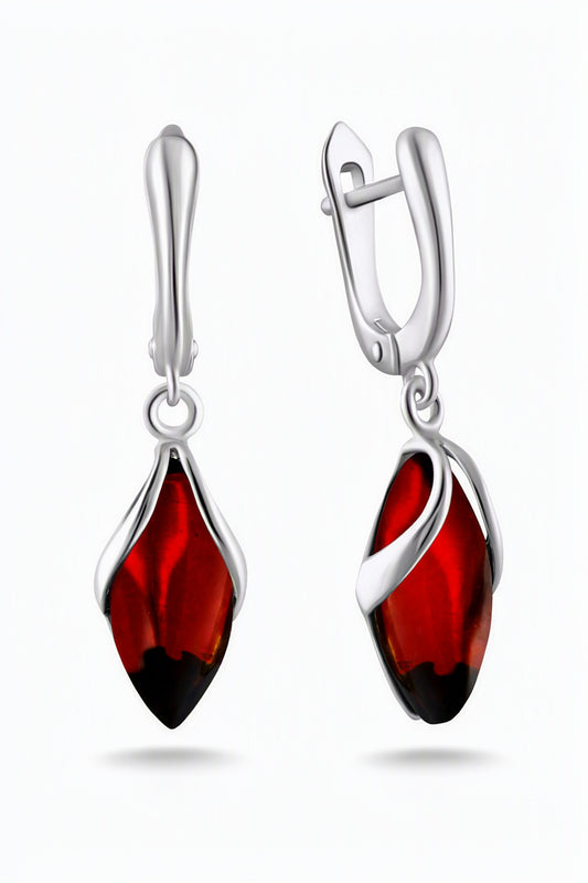 Marquise Cognac Amber Silver Earrings — DARVIN (Pre-Order)