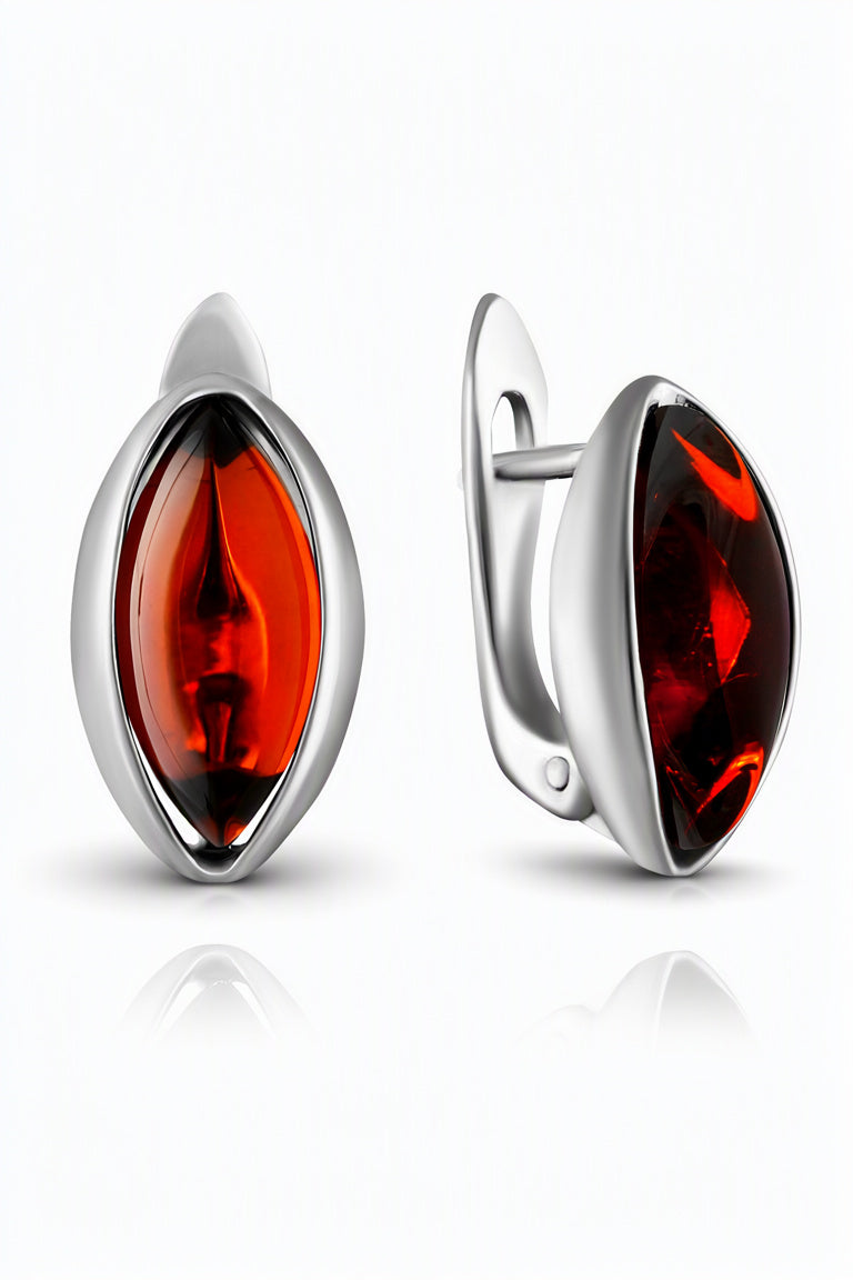 Marquise Cognac Amber Silver Earrings — DARVIN (Pre-Order)