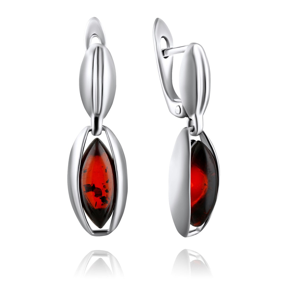 Marquise Cognac Amber Silver Earrings — DARVIN (Pre-Order)