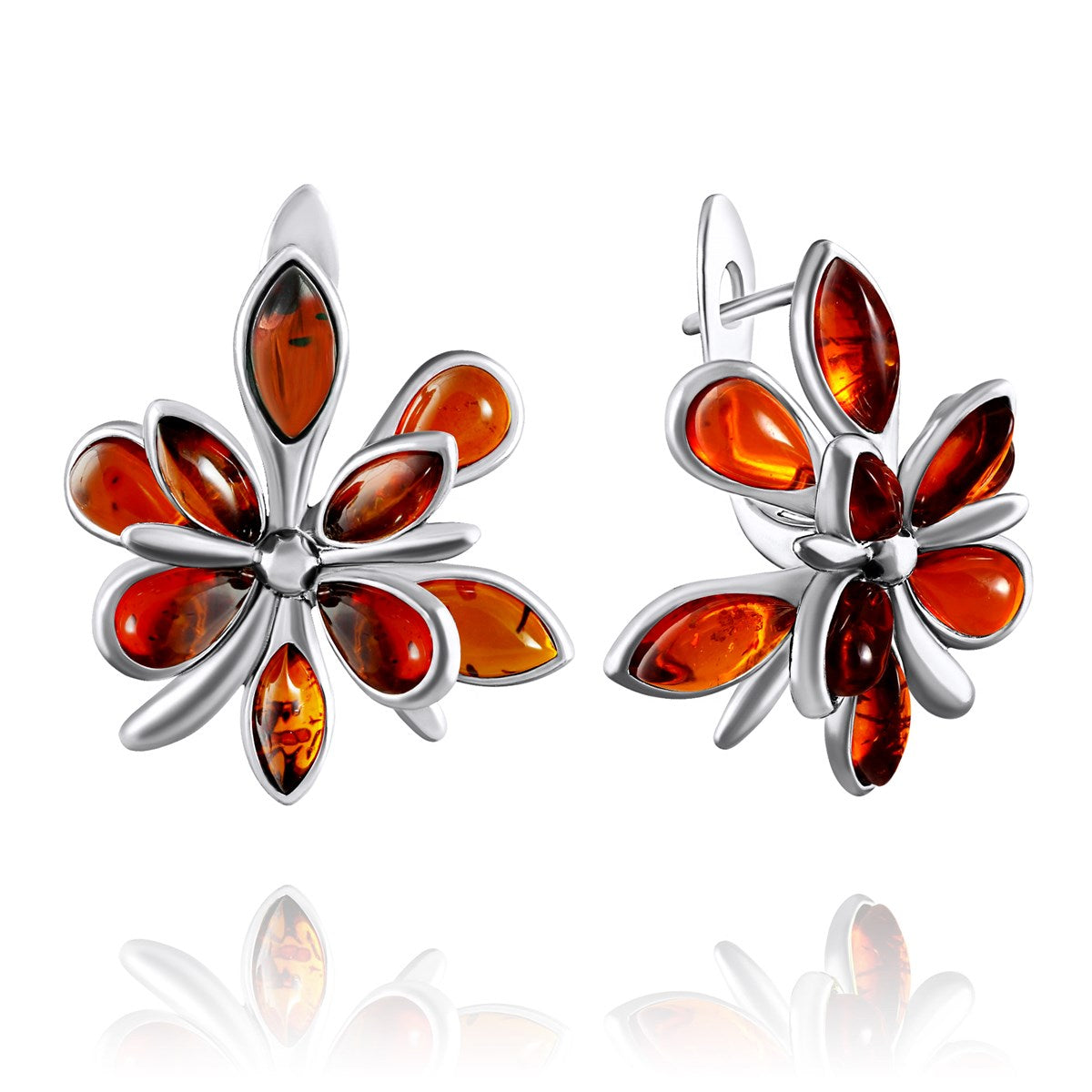Marquise Cognac Amber Silver Earrings — DARVIN (Pre-Order)