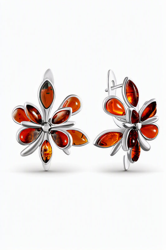 Marquise Cognac Amber Silver Earrings — DARVIN (Pre-Order)