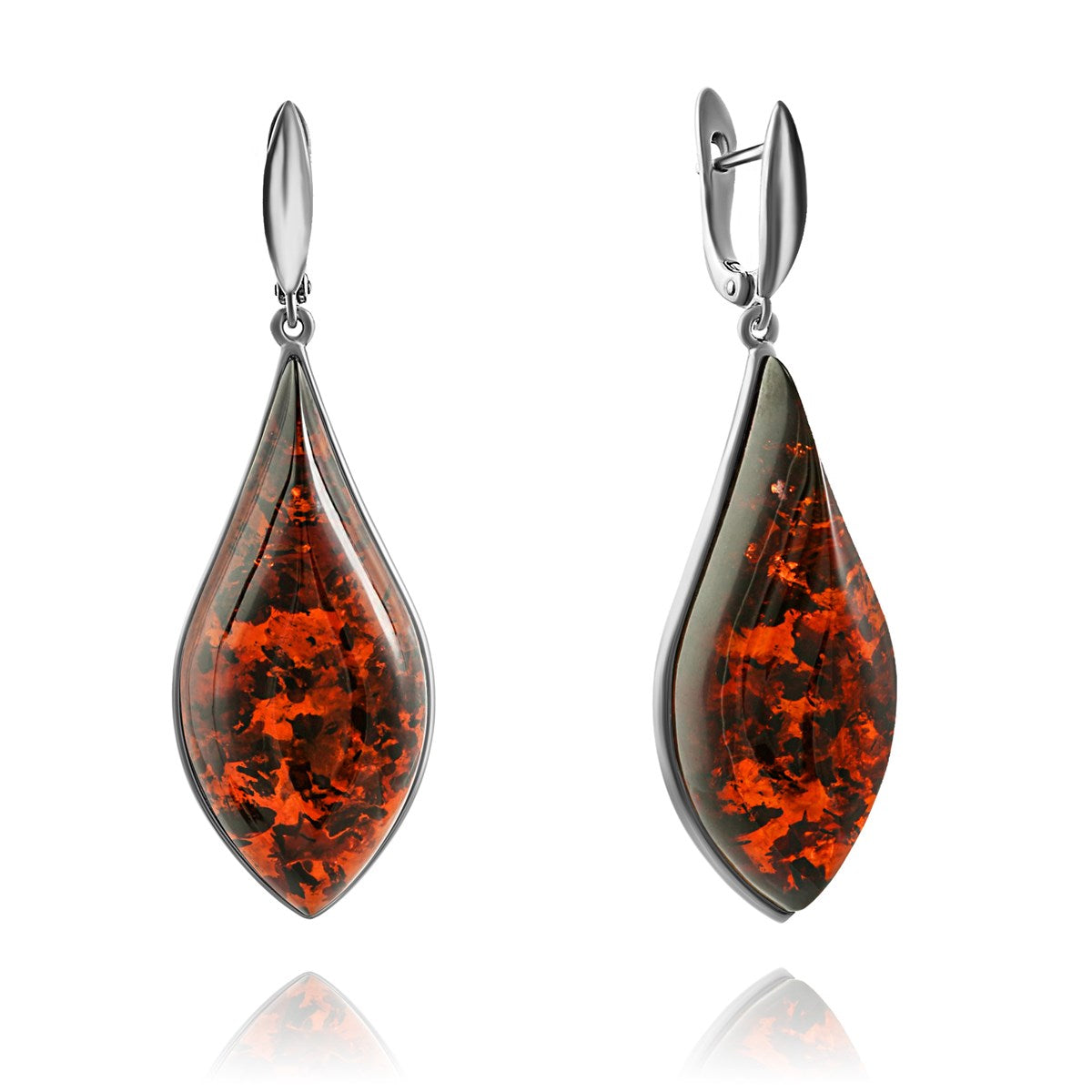 Cognac Amber Silver Earrings — DARVIN (Pre-Order)