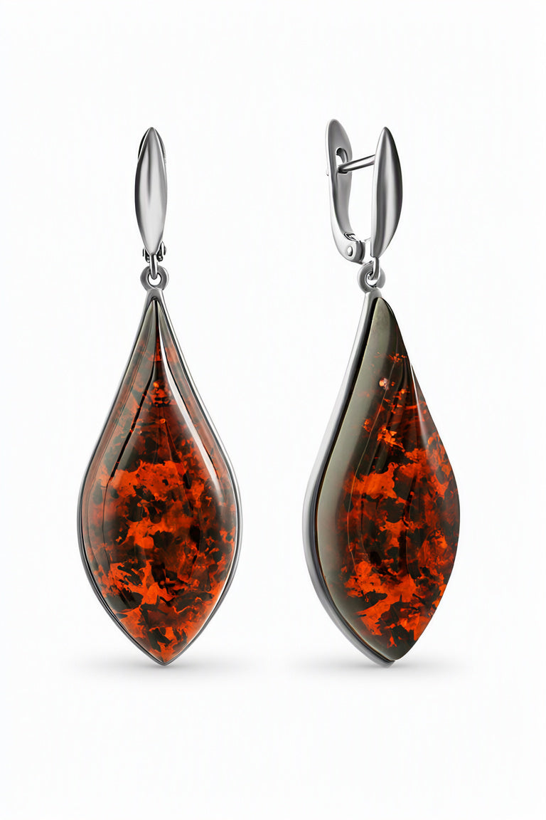 Cognac Amber Silver Earrings — DARVIN (Pre-Order)