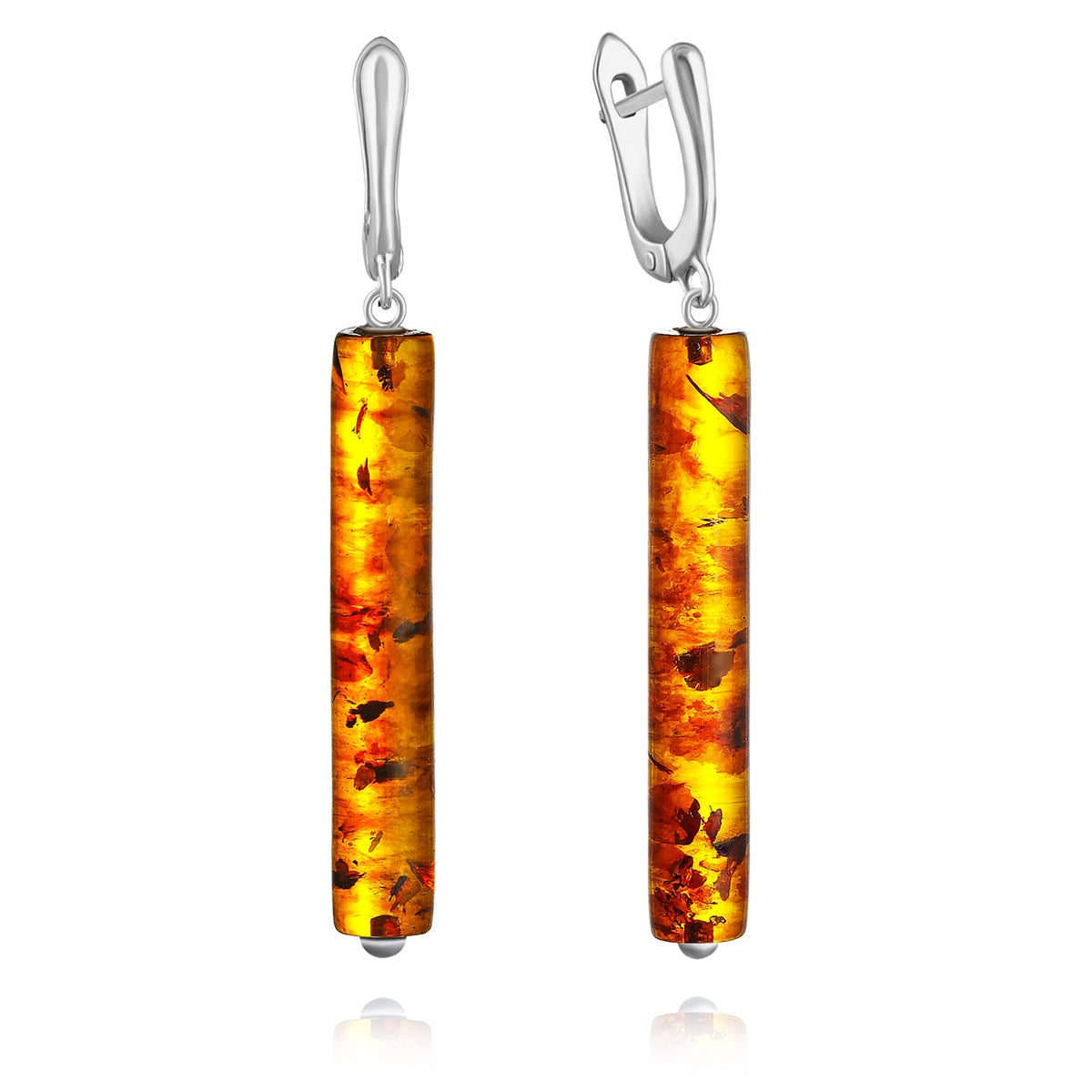 Cognac Amber Silver Earrings — DARVIN (Pre-Order)