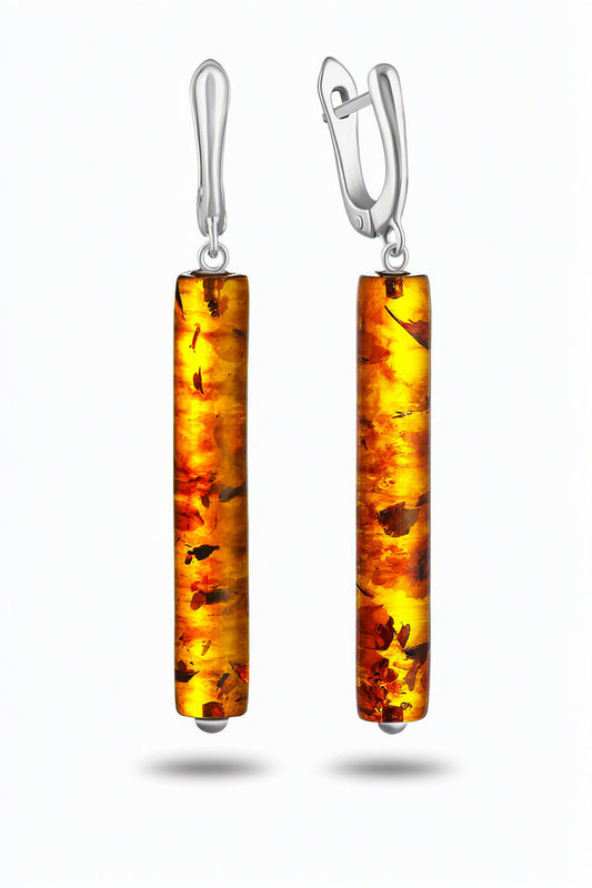 Cognac Amber Silver Earrings — DARVIN (Pre-Order)