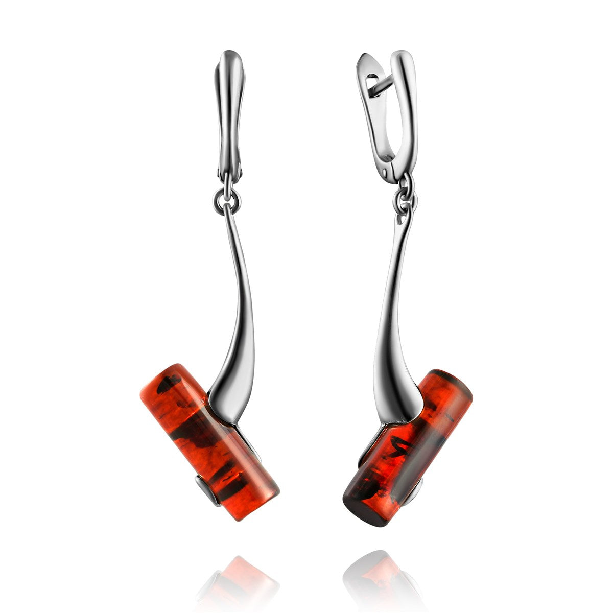 Cognac Amber Silver Earrings — DARVIN (Pre-Order)
