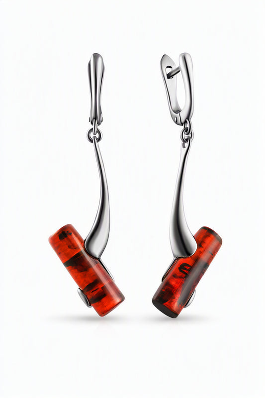 Cognac Amber Silver Earrings — DARVIN (Pre-Order)