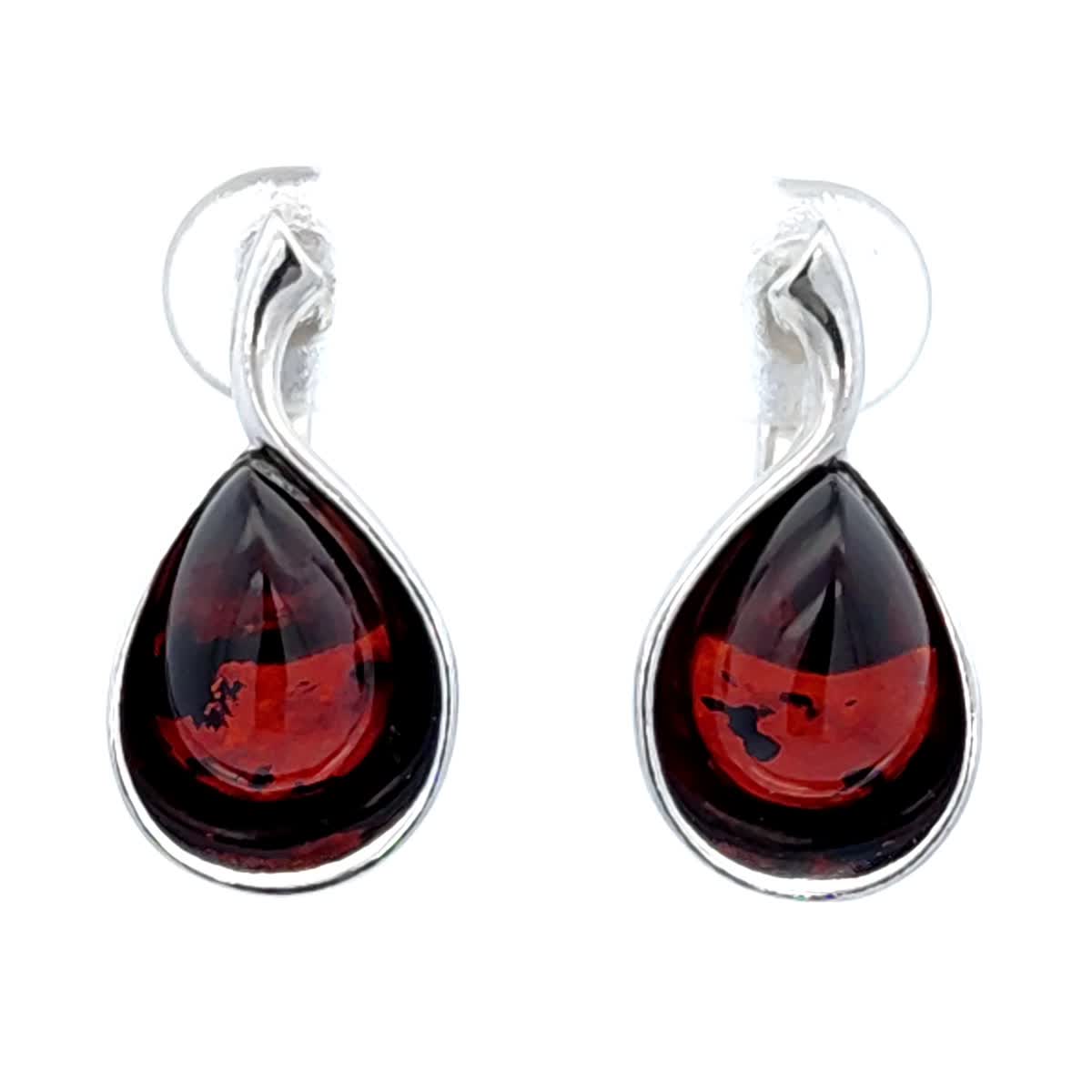 Teardrop Cognac Amber Silver Earrings — DARVIN (Pre-Order)