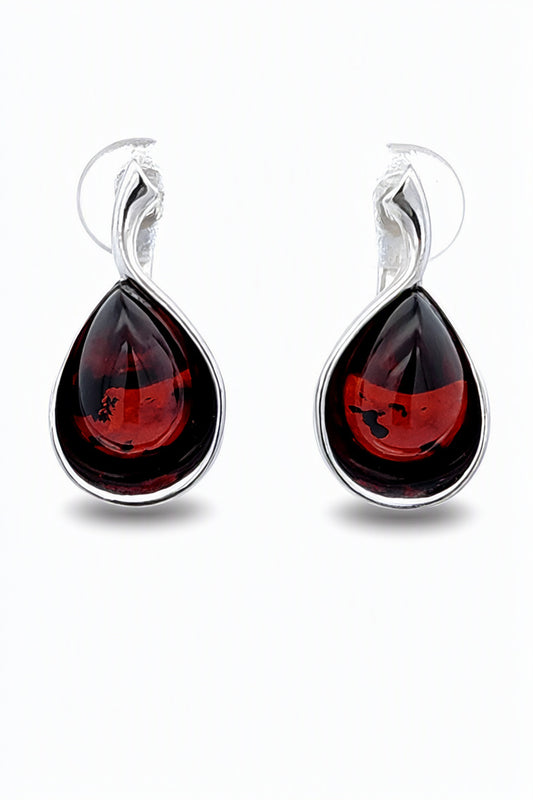 Teardrop Cognac Amber Silver Earrings — DARVIN (Pre-Order)