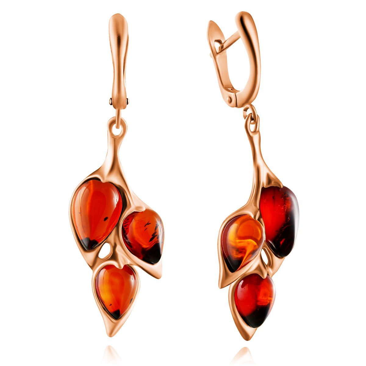 Teardrop Cognac Amber Silver Earrings — DARVIN (Pre-Order)