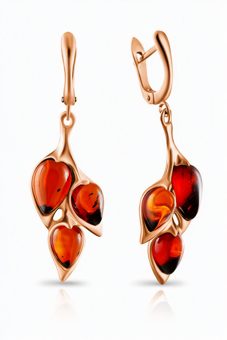 Teardrop Cognac Amber Silver Earrings — DARVIN (Pre-Order)