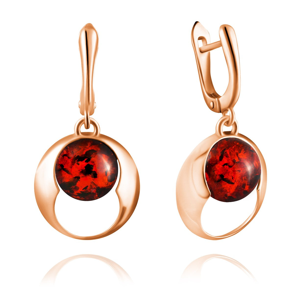 Round Cognac Amber Silver Earrings — DARVIN (Pre-Order)