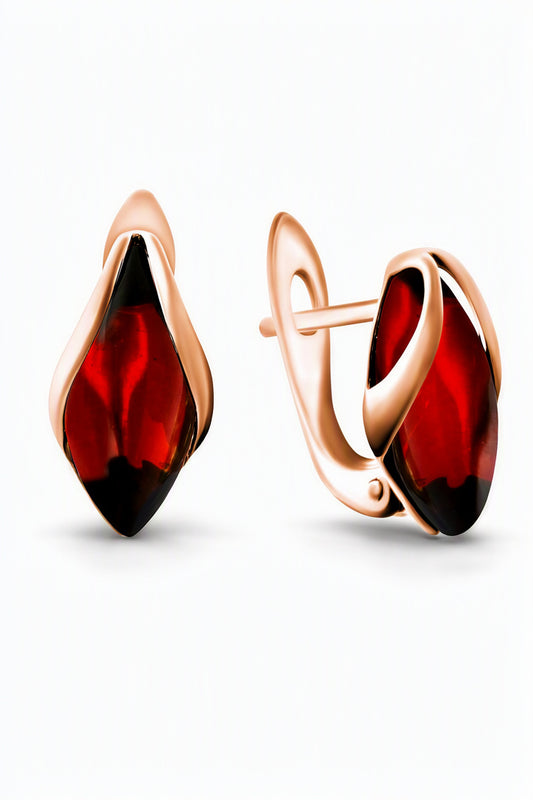 Marquise Cognac Amber Silver Earrings — DARVIN (Pre-Order)