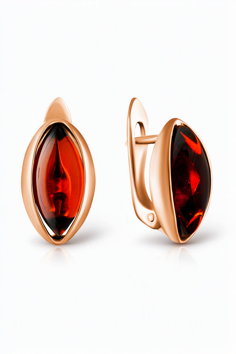 Marquise Cognac Amber Silver Earrings — DARVIN (Pre-Order)