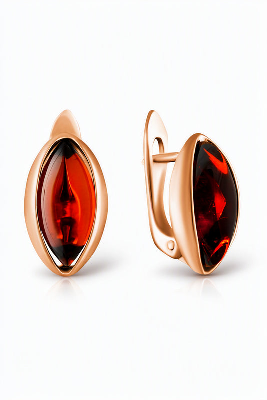 Marquise Cognac Amber Silver Earrings — DARVIN (Pre-Order)