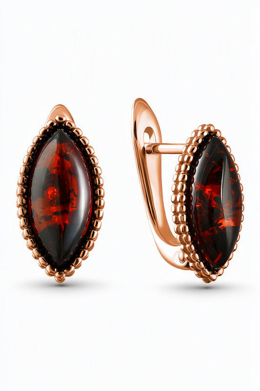 Marquise Cognac Amber Silver Earrings — DARVIN (Pre-Order)