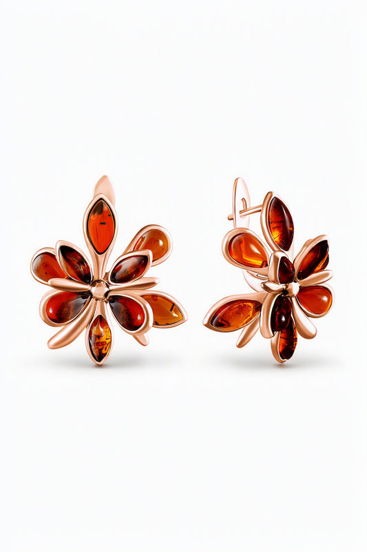 Marquise Cognac Amber Silver Earrings — DARVIN (Pre-Order)