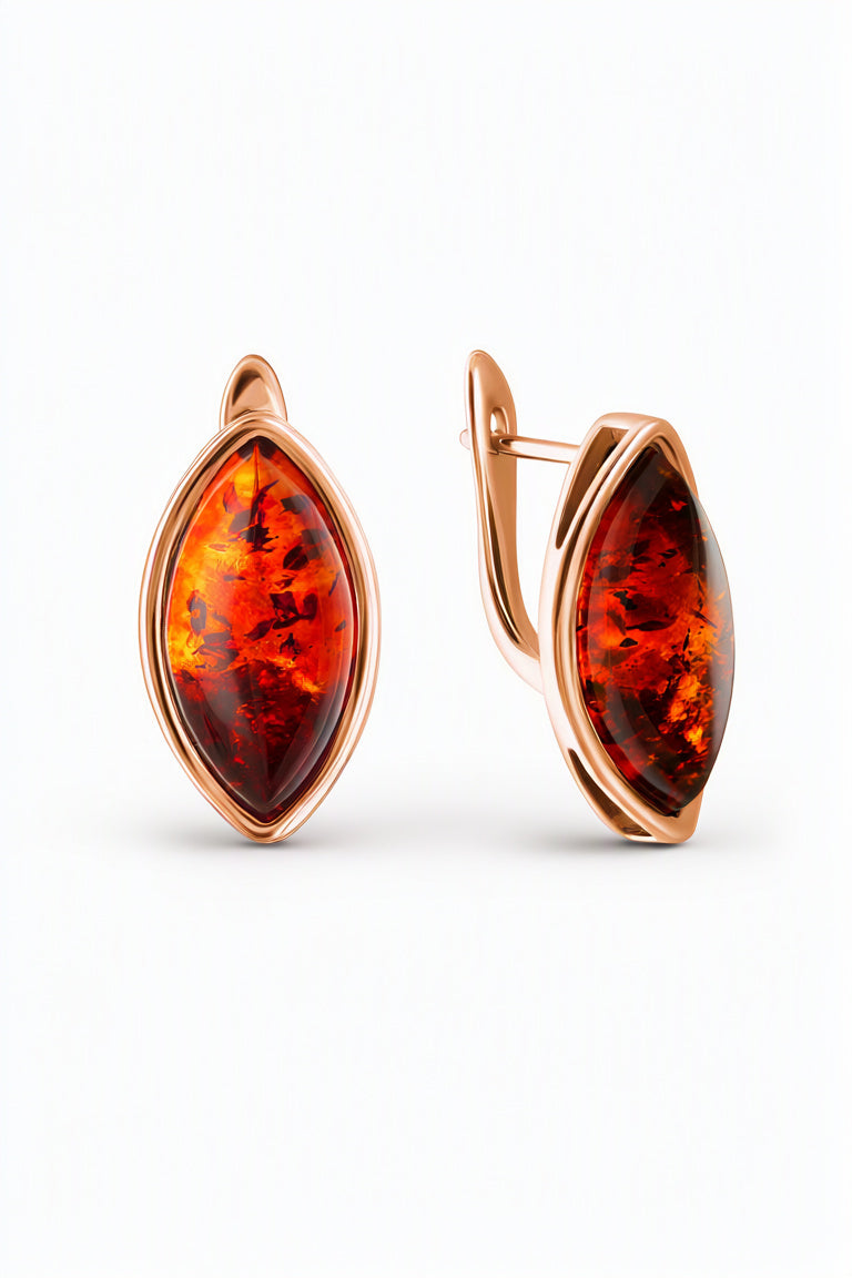 Marquise Cognac Amber Silver Earrings — DARVIN (Pre-Order)