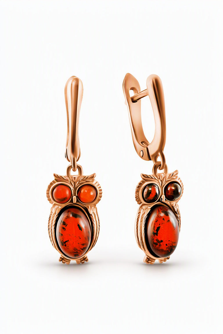 Oval Cognac Amber Silver Earrings — DARVIN (Pre-Order)