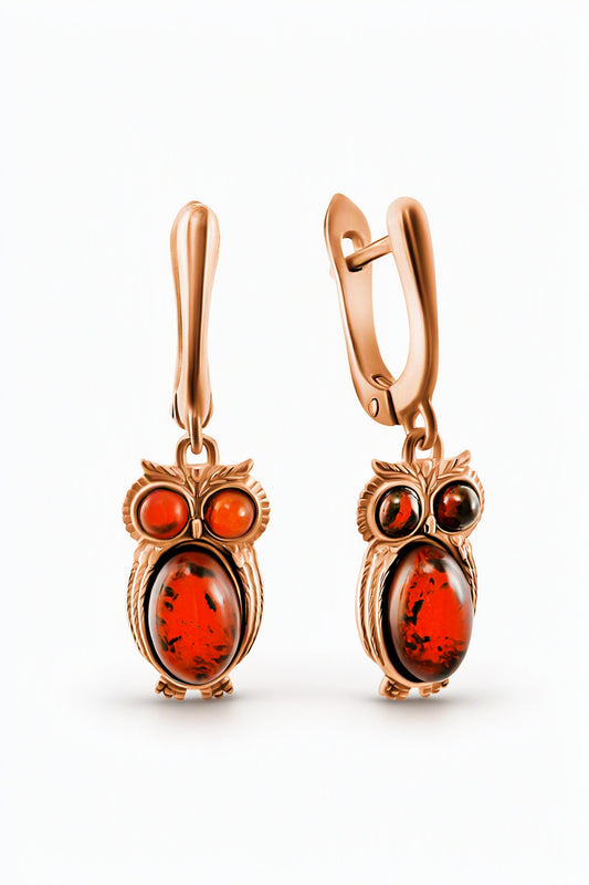Oval Cognac Amber Silver Earrings — DARVIN (Pre-Order)
