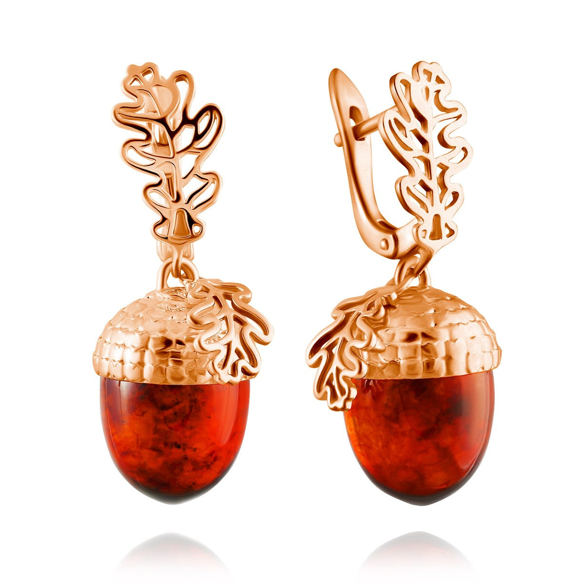 Acorn Cognac Amber Silver Earrings — DARVIN (Pre-Order)