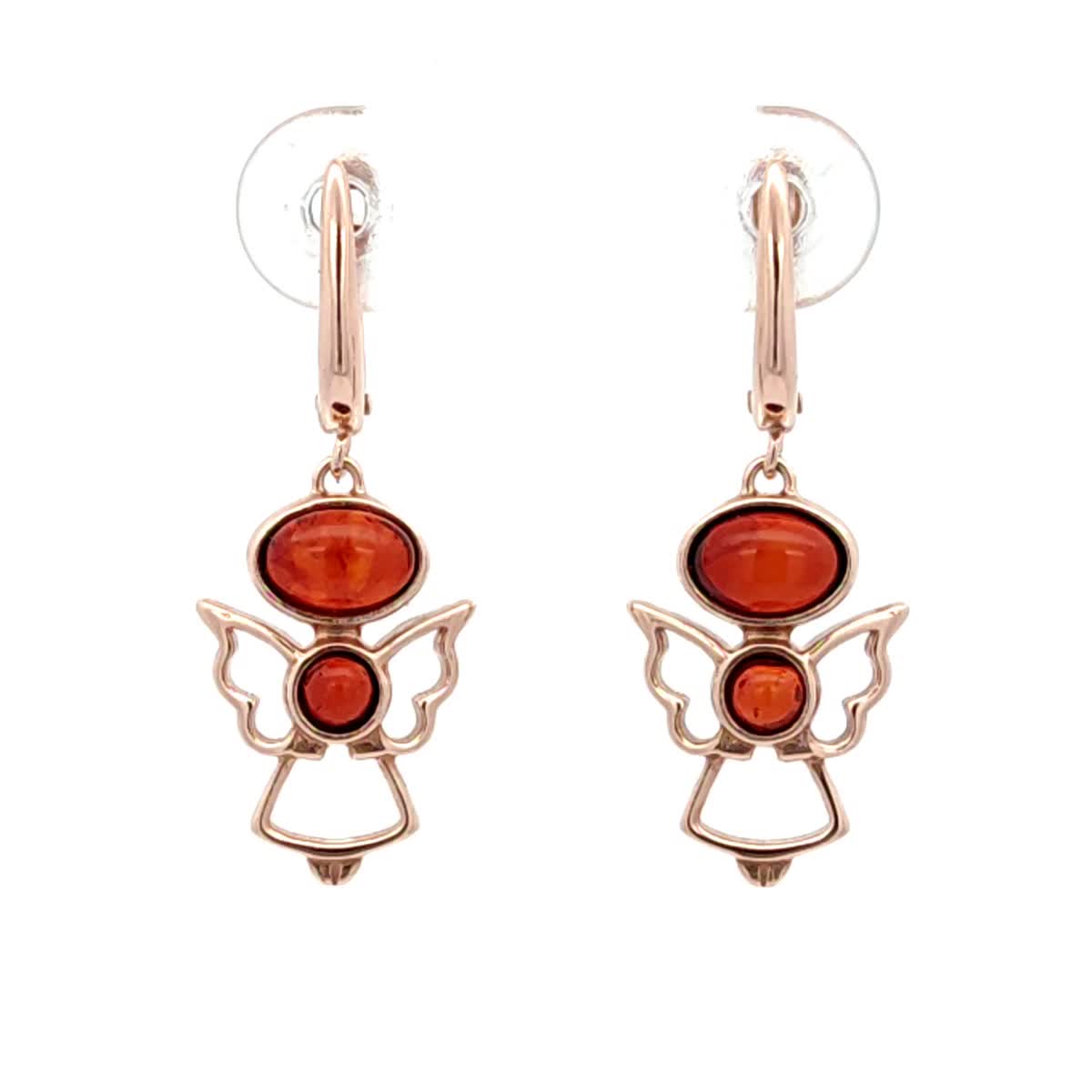 Oval Cognac Amber Silver Earrings — DARVIN (Pre-Order)