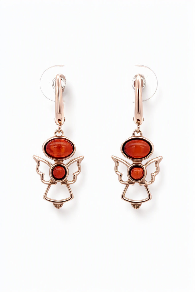 Oval Cognac Amber Silver Earrings — DARVIN (Pre-Order)