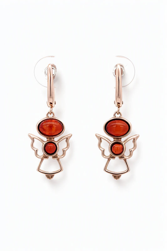 Oval Cognac Amber Silver Earrings — DARVIN (Pre-Order)