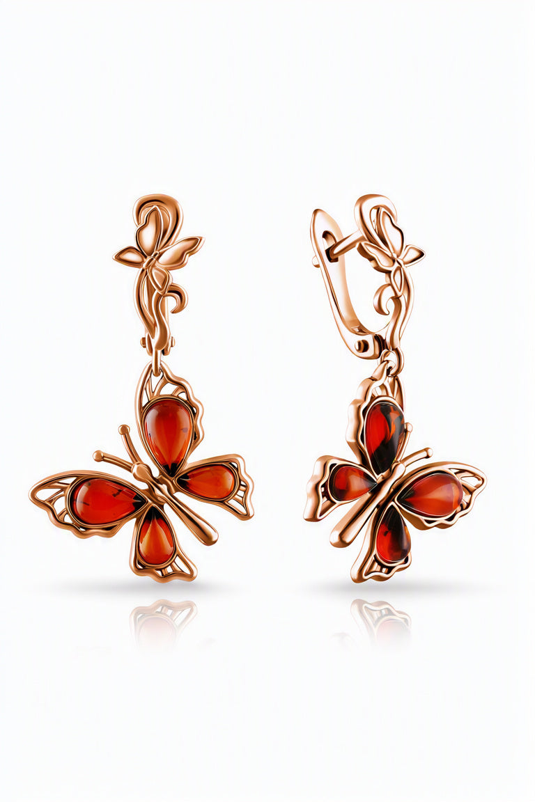 Teardrop Cognac Amber Silver Earrings — DARVIN (Pre-Order)