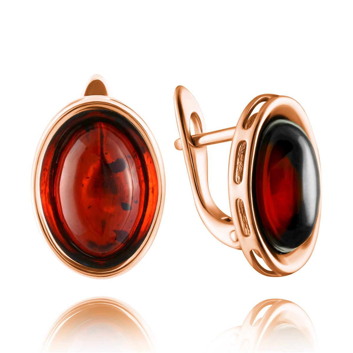 Oval Cognac Amber Silver Earrings — DARVIN (Pre-Order)