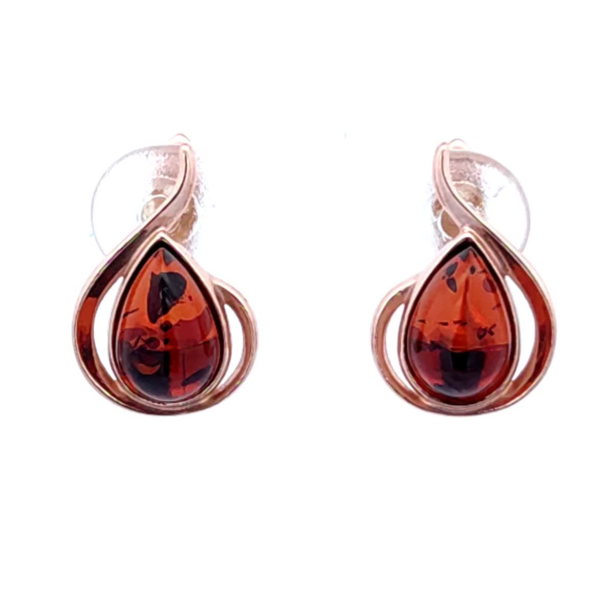 Teardrop Cognac Amber Silver Earrings — DARVIN (Pre-Order)