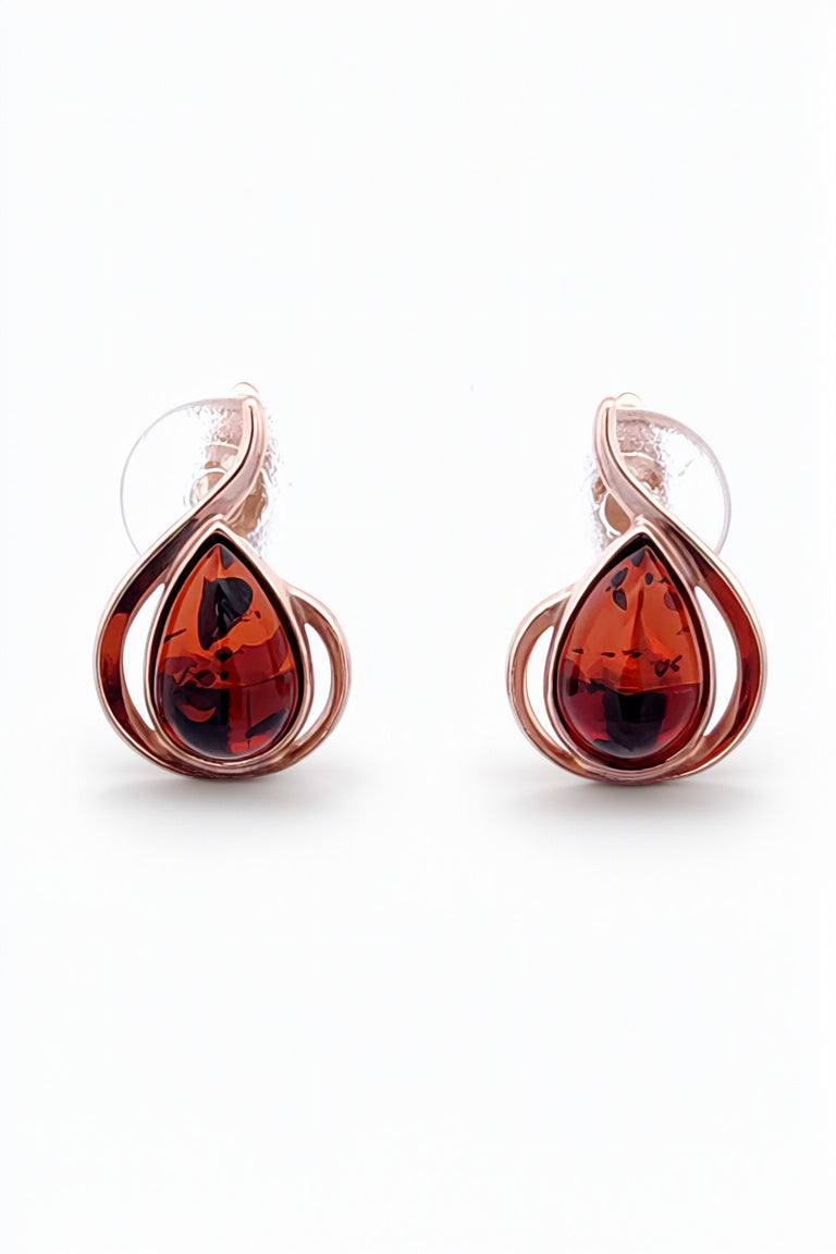 Teardrop Cognac Amber Silver Earrings — DARVIN (Pre-Order)