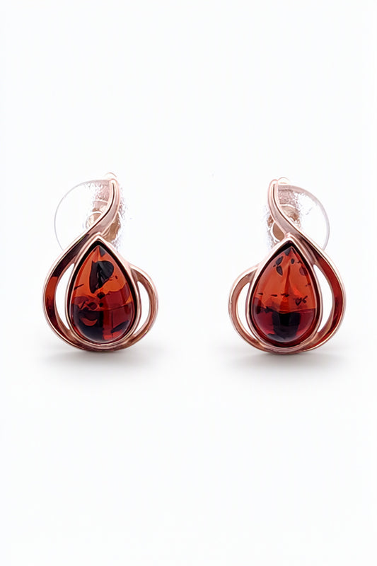 Teardrop Cognac Amber Silver Earrings — DARVIN (Pre-Order)