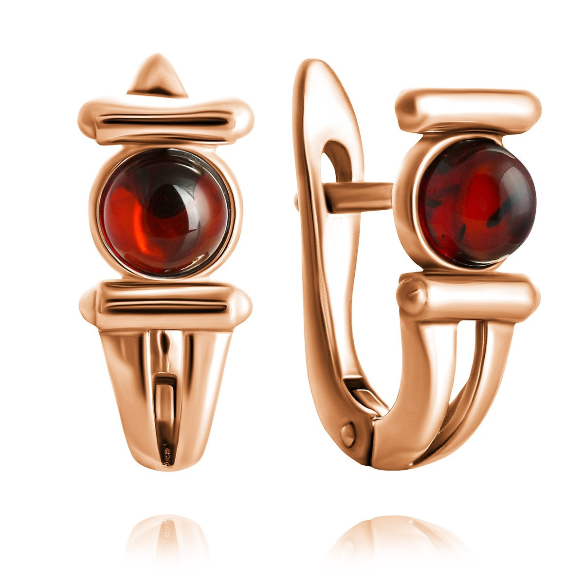 Round Cognac Amber Silver Earrings — DARVIN (Pre-Order)
