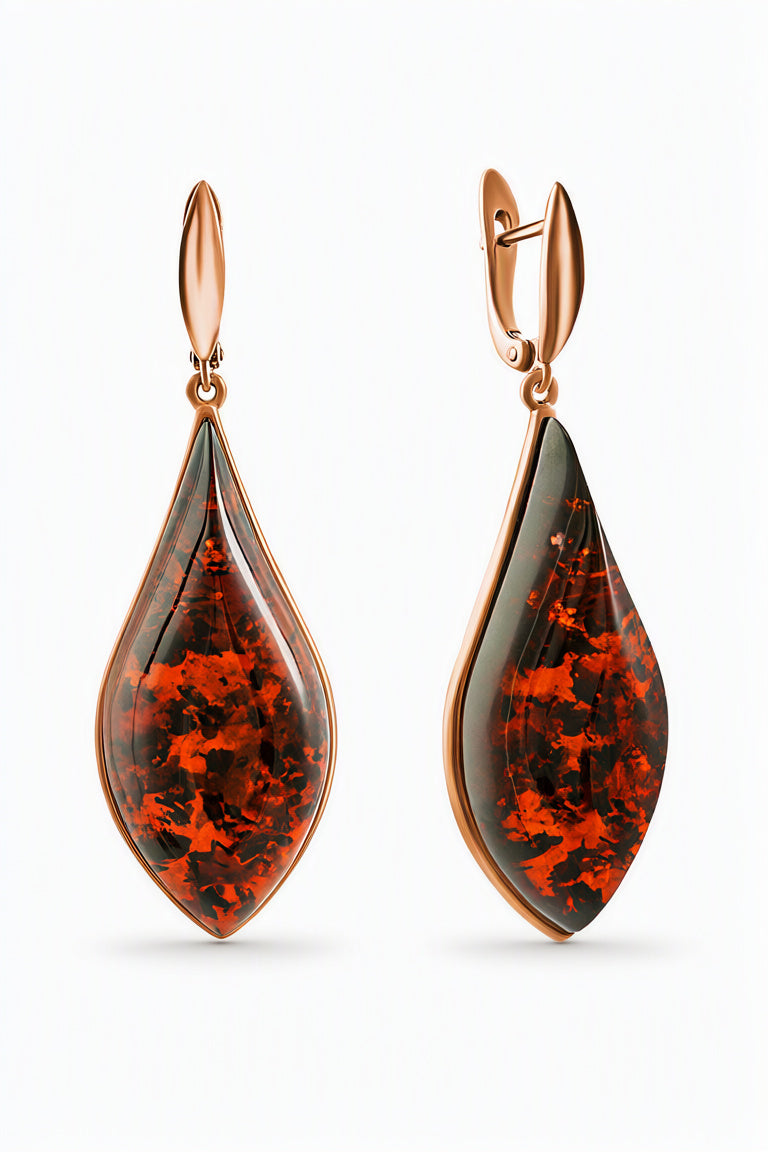 Cognac Amber Silver Earrings — DARVIN (Pre-Order)