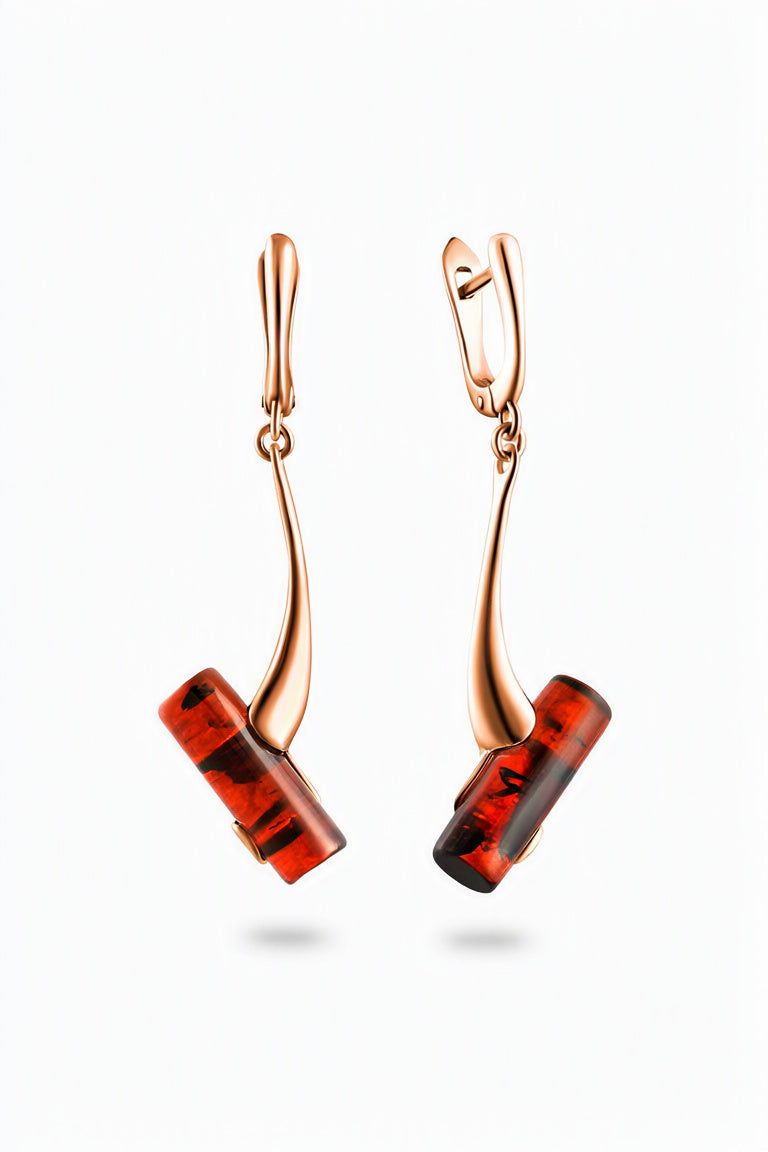 Cognac Amber Silver Earrings — DARVIN (Pre-Order)