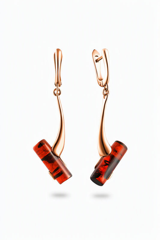Cognac Amber Silver Earrings — DARVIN (Pre-Order)