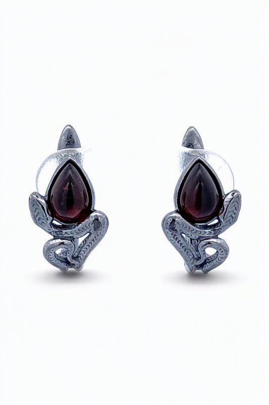 Teardrop Cognac Amber Silver Earrings — DARVIN (Pre-Order)